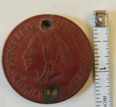 Rare 1920s TAG TOKEN from Genuine NATIONAL VULCANIZED FIBRE CO Steamer Trunk Tag - Image 1 of 4