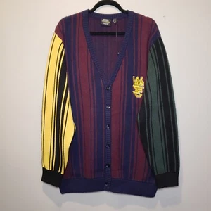 NEW WESC Mens M Cardigan Sweater Striped Leon Anniversary Heavy Colorblock - Picture 1 of 5