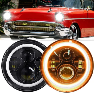 Faros LED ámbar DRL de 7"" haz alto/bajo para camioneta Chevrolet Bel Air 1953-57 2 piezas Foto 1 de 4
