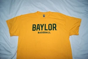 baylor bears baseball t-shirt mens large yellow short sleeve gildan heavy cotton - Picture 1 of 8
