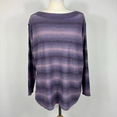 Country Casuals CC Lilac Purple Striped Fine Knit Jumper Wool Blend Size XL BNWT - Image 1 of 4