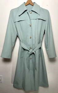 Vintage 60er Aqua Mod Trenchcoat 8 Gürtel breiter Kragen Union Made USA Herbst Jacke - Bild 1 von 9