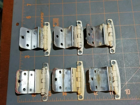 6 VINTAGE CHROME OFFSET CABINET CUPBOARD DOOR HINGES Cover