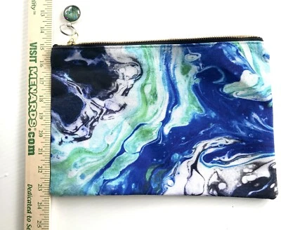 Zippered pouch with handmade pull and artwork design - Image 1 of 4