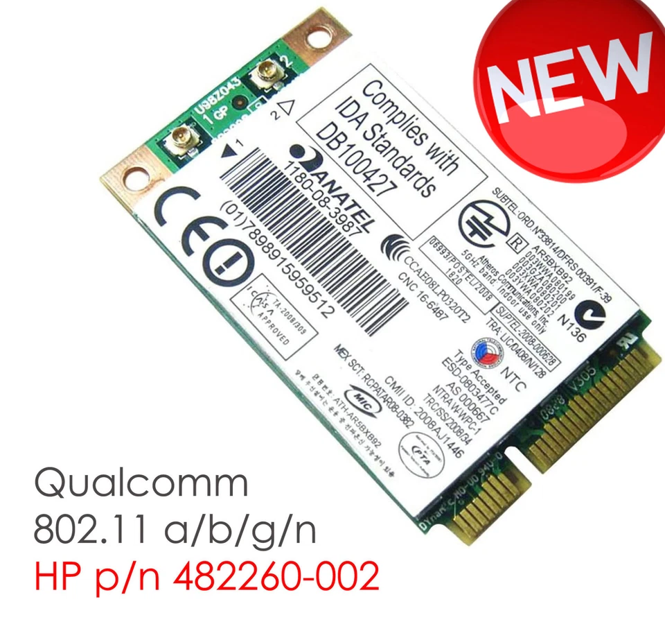 Network Card HP Anatel Wi-Fi LAN 481378-002 WLAN 482260-002 for Notebooks V158 - Image 1 of 1