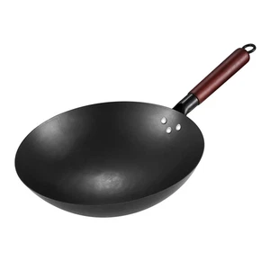 Cast Iron Stir Fry Wok Pan Uncoated for Home Use 30 32 34 and 36 Centimeters - Picture 1 of 16