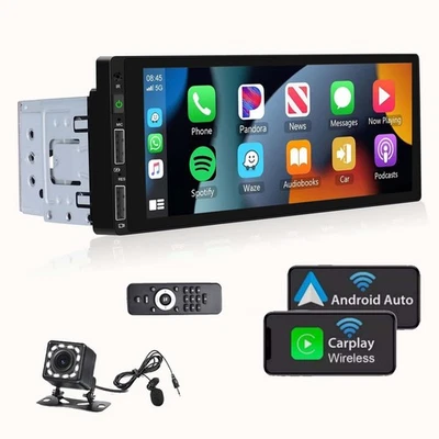 Single 1 Din Car Stereo Apple CarPlay 6.86'' touchscreen Bluetooth Radio SWC USB - Image 1 of 4