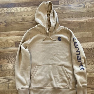 Unisex Size XL (18-20) Carhartt Youth Hoodie Mustard Yellow Brown Sleeve Print - Picture 1 of 12