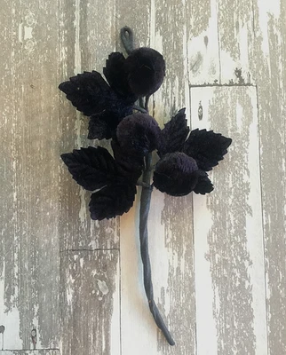 Antique Vintage Millinery Velvet Berry Stem Navy Blue Color - Image 1 of 4