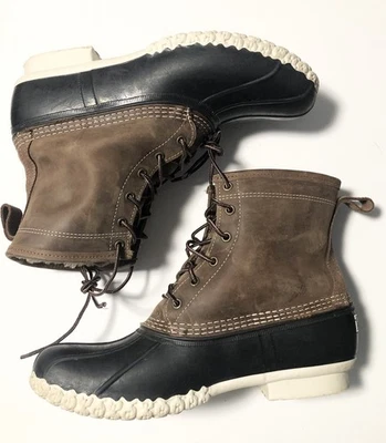 LL Bean Hombres Botas Bean Talla 11 M Impermeables Marrón Cuero Forrado 8” Botas Pato Foto 1 de 4