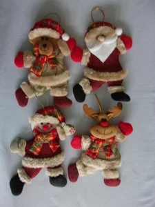 4 Stofftier "Sackleinen" Weihnachtsschmuck-Weihnachtsmann/Schneemann/Bär/Hirsch 7 Zoll groß - Bild 1 von 2