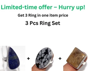 Lapis Snowflake Fossil 3 Pcs Ring Set| Limited Time Deals Combo Set 6.5 AU p937 - Bild 1 von 6