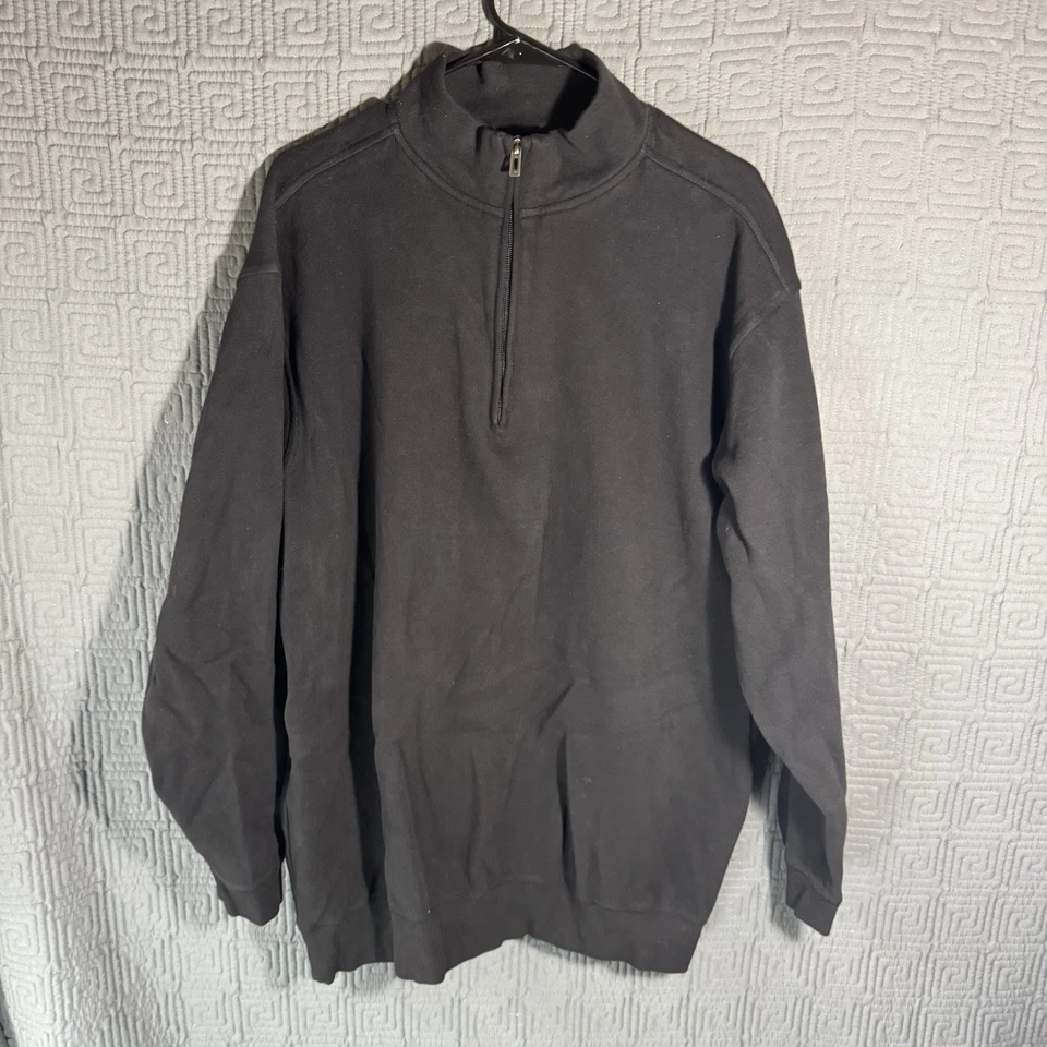 Pullover Roundtree & Yorke 1/4 cremallera para hombre talla 2XLT negro 100 % algodón Foto 1 de 4