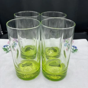 Set 4 bicchieri Libbey verde neon fondo fossetta metà secolo moderni 5,5 - Foto 1 di 5