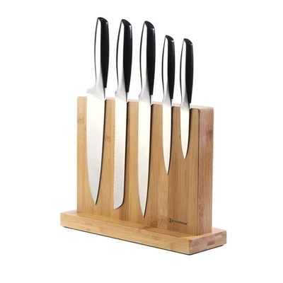 Luxury Double Sided Bamboo Magnetic Knife Block Holder without Knives with En... - Image 1 of 4