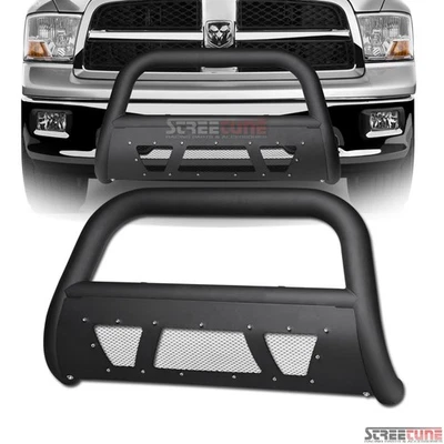 For 09-18 Dodge Ram 1500 Matte Black Studded Mesh Bull Bar Bumper Grille Guard - Imagem 1 de 4