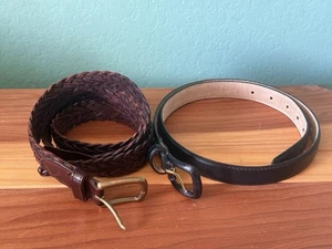 2 Stück braun geflochtener Ledergürtel 40” & schwarz gebundener Ledergürtel 37” Größe L - Bild 1 von 8