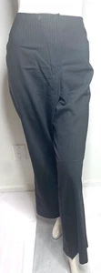 AK Anne Klein Women Gray Striped Pants Size 12 High Rise Straight Leg Wool Blend - Picture 1 of 7