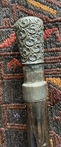 Ebonized Walking Stick Cane Sterling Silver Handled English Victorian 32.5’ - Picture 1 of 10