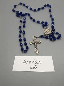 Vintage Blue Plastic Rosary - Picture 1 of 4