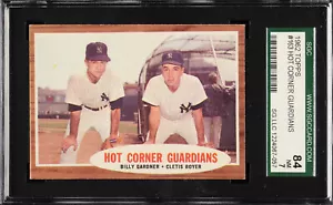 1962 Topps #163 Hot Corner Guardians Billy Gardner & Clete Boyer SGC 84 NM 7 - Picture 1 of 2