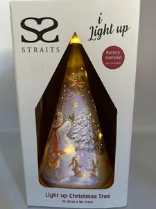 LED Light Up Christmas Tree Cone with Snowman, Deer & Rabbits New in Box Straits - Picture 1 of 10