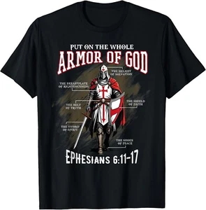 Full Armor of God Christian Bible Verse Ephesians Tee Size S-3XL - MADE IN USA - Picture 1 of 12