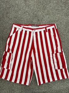 Game Bibs Men’s Red White Stripe Cargo Shorts Size 40