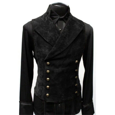 NEW Men's Medieval Steampunk Warrior Suede Vests Sleeveless Tops Costume Jacket - Image 1 of 4