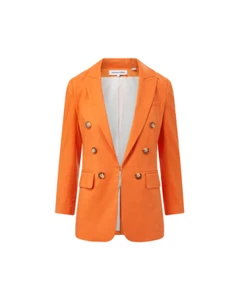 NWT $698 Veronica Beard Bexley Stretch-Linen Dickey Jacket in Orange, size 0 - Picture 1 of 6