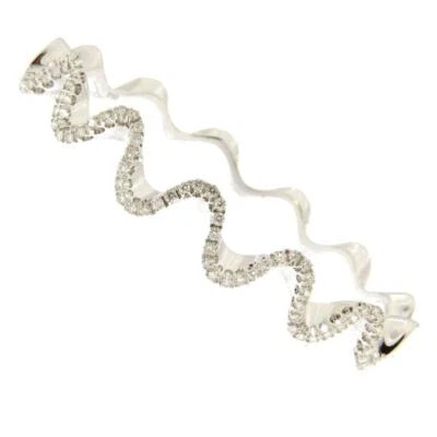 Amazing Shiny Mighty 1.25CT Simulated Sapphires 935 Silver Wave Bangle Bracelet - Image 1 of 4