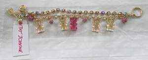 NWT Betsey Johnson Multi-color Gummy Bear & Crystal Gold Tone Charm Bracelet NEW - Picture 1 of 5