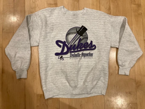 Vintage Duluth Superior Dukes Professional Baseball Sweatshirt Minor League L Cover