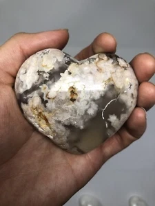 Large Flower Agate Heart 6.4oz! Madagascar Beautiful! Cherry Blossom Agate N6 - Picture 1 of 6