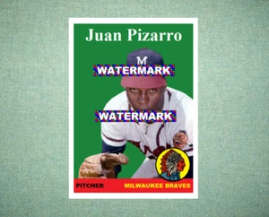 Juan Pizarro Milwaukee Braves 1958 Style Custom Baseball Art Card - Picture 1 of 2