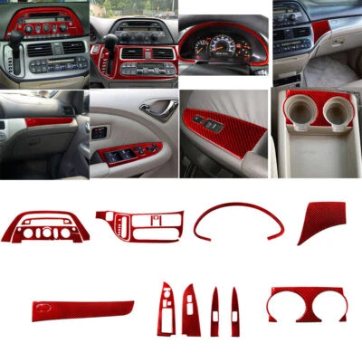 20Pcs Red Carbon Fiber Interior Full Kit Cover Trim For Honda Odyssey 2005-2010 - Изображение 1 из 4