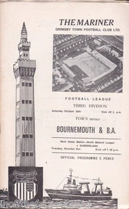 1972/73 Grimsby Town V Bournemouth 28-10-1972 División 3 Incluye F.L.R. - Imagen 1 de 1