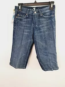 Pantalones de mezclilla 7 For All Mankind nuevos Deadstock Capri Dojo talla 24 Swarovski cristalizados - Imagen 1 de 8
