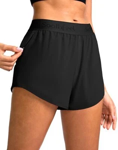 Women's Running Athletic Shorts with Zipper Pocket 3" Quick Dry Gym Workout S... - Picture 1 of 7