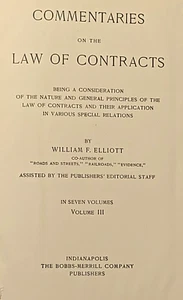 Seltene William F. Elliotts Kommentare zum Vertragsrecht 1913 VOL 3 SUPMNT - Bild 1 von 4