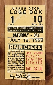 7/12/58 CARDINALS/PIRATES TICKET STUB-ROBERTO CLEMENTE PLAYED - Picture 1 of 1