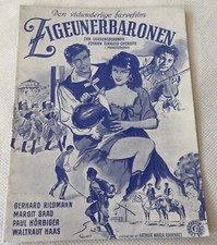 Der Zigeunerbaron Paul Hörbiger Gerhard Riedmann Vtg 1954 Danish Movie Program