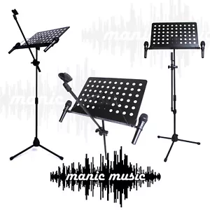 Full size Microphone Mic & Sheet Music Stand + Mic Holders Combo Karaoke Vocals - Picture 1 of 3