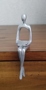 6½" Aluminum Reader Statue Miniature Modern Home Bookshelf Decoration - Picture 1 of 4