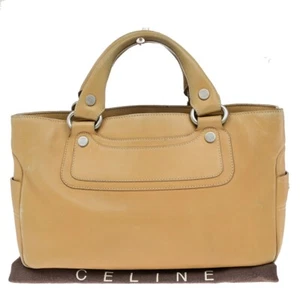 CELINE Logo Boogie Hand Tote Bag Canvas Leather Brown Made in Italy 64ED721 - Foto 1 di 18