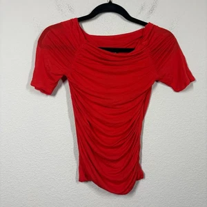 Kenneth Cole New York Size Small Ruched Silk Top Blouse Red Career - Picture 1 of 6