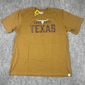 Carhartt T-Shirt Mens 2XL Texas Horns Logo Brown Relaxed Fit NWT - Foto 1 di 7