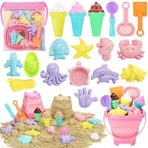 Beach Toys, Ice Cream Sand Toys for Toddlers, with Collapsible Bucket and Sho... - Picture 1 of 6