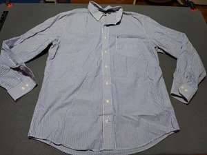 Camisa IZOD Hombres XLT Azul Rayas Botones Oxford Preppy Trabajo Universitario Clásico - Imagen 1 de 8