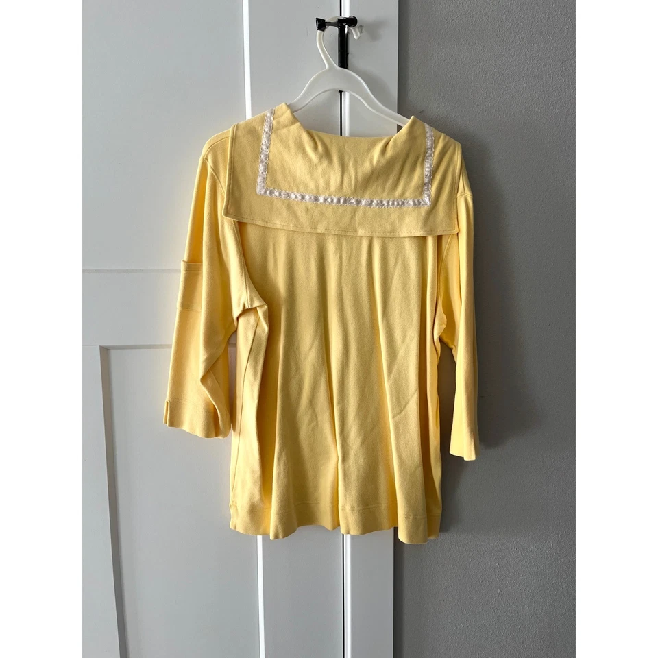 Sudadera con Capucha Sport Savvy de Algodón Amarillo con Detalle de Cuello Marinero Talla L Foto 1 de 4